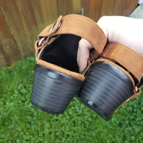 American Eagle Harness Mules Camel 9 Open Back - Picture 3 of 8